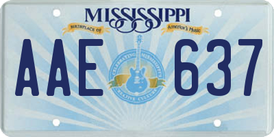 MS license plate AAE637