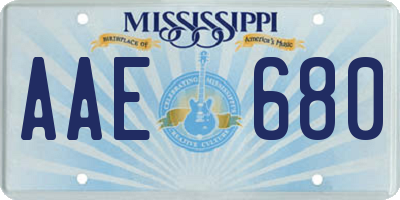 MS license plate AAE680