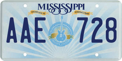 MS license plate AAE728