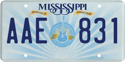 MS license plate AAE831