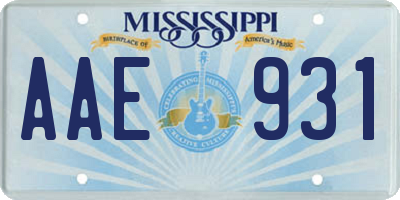 MS license plate AAE931