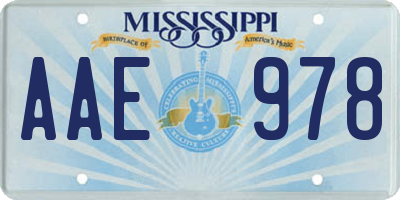 MS license plate AAE978