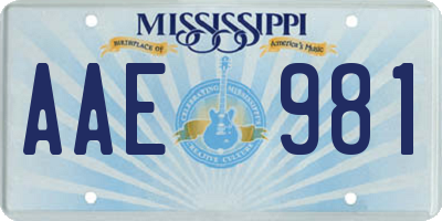 MS license plate AAE981