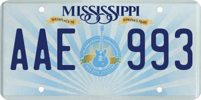 MS license plate AAE993