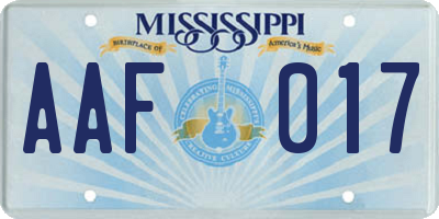 MS license plate AAF017