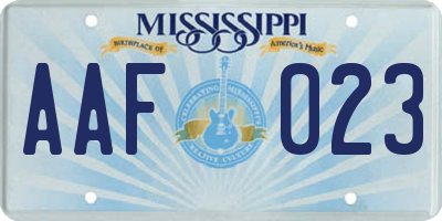 MS license plate AAF023