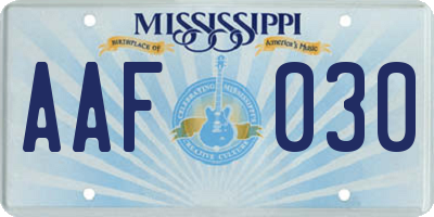 MS license plate AAF030