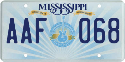MS license plate AAF068