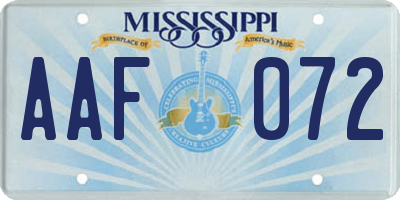 MS license plate AAF072