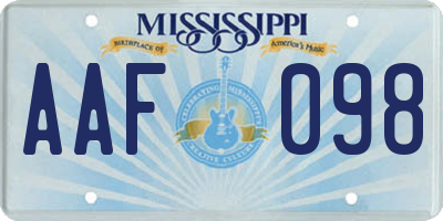 MS license plate AAF098