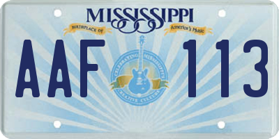 MS license plate AAF113
