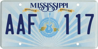 MS license plate AAF117
