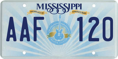MS license plate AAF120