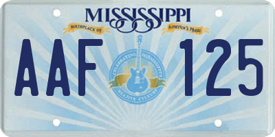 MS license plate AAF125