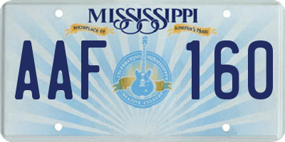 MS license plate AAF160