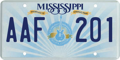 MS license plate AAF201