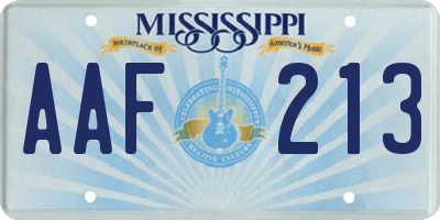 MS license plate AAF213