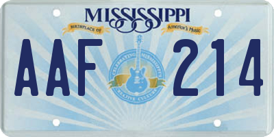 MS license plate AAF214