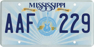 MS license plate AAF229