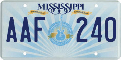 MS license plate AAF240