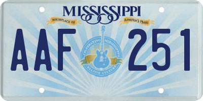MS license plate AAF251