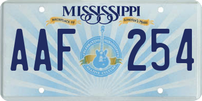 MS license plate AAF254