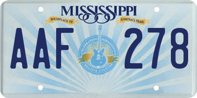MS license plate AAF278