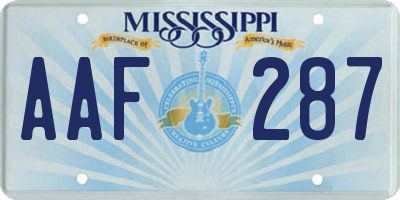 MS license plate AAF287