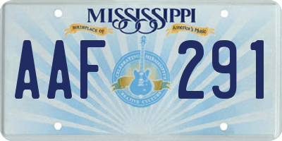 MS license plate AAF291