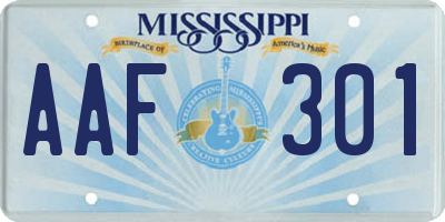MS license plate AAF301
