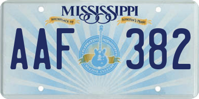 MS license plate AAF382