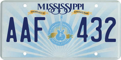 MS license plate AAF432