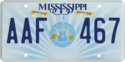 MS license plate AAF467