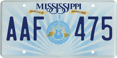 MS license plate AAF475