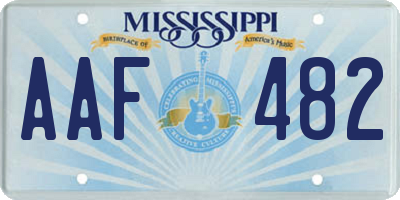 MS license plate AAF482