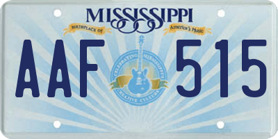 MS license plate AAF515