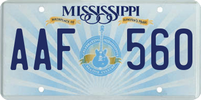 MS license plate AAF560
