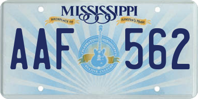 MS license plate AAF562