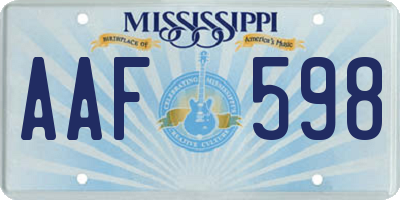 MS license plate AAF598