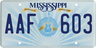 MS license plate AAF603