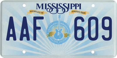 MS license plate AAF609