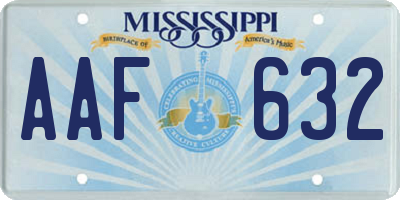 MS license plate AAF632