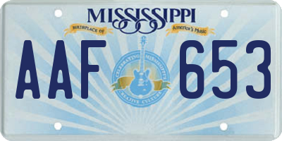 MS license plate AAF653