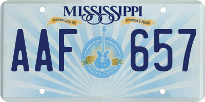 MS license plate AAF657