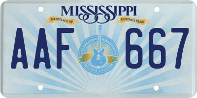MS license plate AAF667