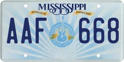 MS license plate AAF668