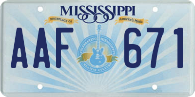 MS license plate AAF671