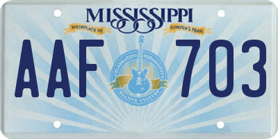 MS license plate AAF703