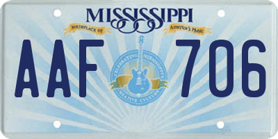 MS license plate AAF706