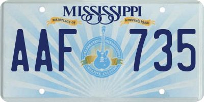MS license plate AAF735